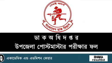 ডাক অধিদপ্তর উপজেলা পোস্টমাস্টার নিয়োগ পরীক্ষার ফলাফল